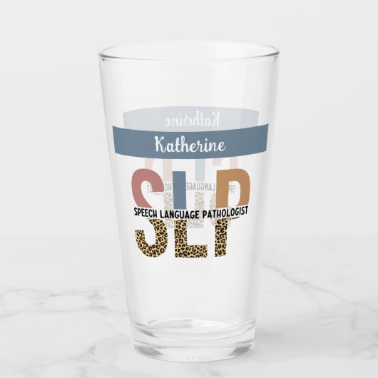 Custom SLP Speech Pathologe Leopard Print Glas (Vorderseite)