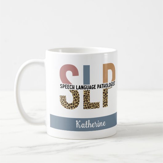 Custom SLP Speech Pathologe Leopard Print Kaffeetasse (Links)