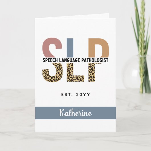Custom SLP Speech Pathologe Leopard Print Karte (Vorderseite)