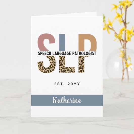 Custom SLP Speech Pathologe Leopard Print Karte (Gelbe Blume)