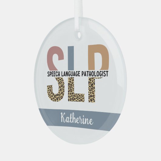 Custom SLP Speech Pathologe Leopard Print Ornament Aus Glas (Vorderseite links)