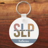 Custom SLP Speech Pathologe Leopard Print Schlüsselanhänger (Vorderseite)