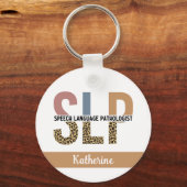 Custom SLP Speech Pathologe Leopard Print Schlüsselanhänger (Vorderseite)