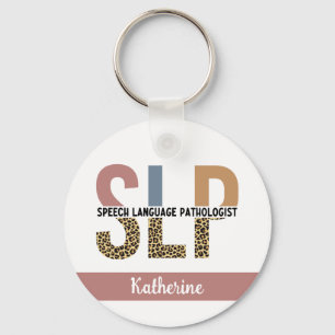 Custom SLP Speech Pathologe Leopard Print Schlüsselanhänger