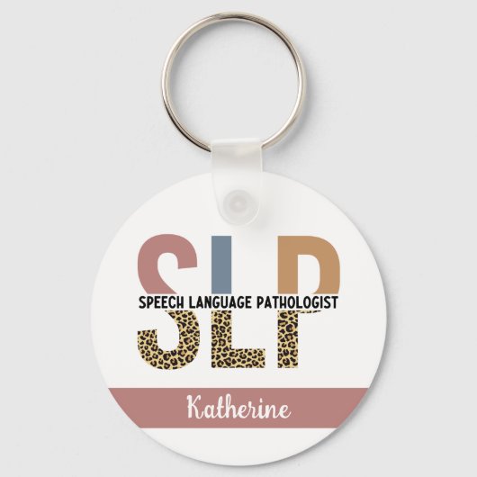 Custom SLP Speech Pathologe Leopard Print Schlüsselanhänger (Vorderseite)