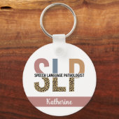Custom SLP Speech Pathologe Leopard Print Schlüsselanhänger (Vorderseite)