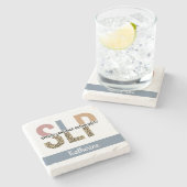 Custom SLP Speech Pathologe Leopard Print Steinuntersetzer (Seitenansicht)