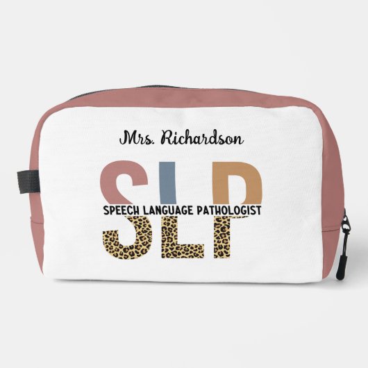 Custom SLP Speech Pathologe Leopard Print Waschbeutel (Vorderseite)