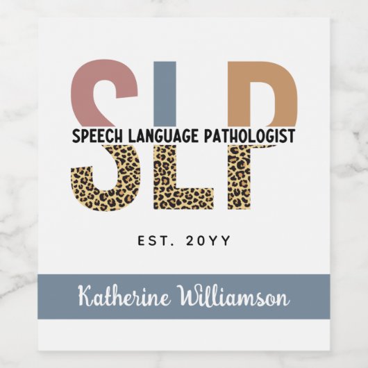 Custom SLP Speech Pathologe Leopard Print Weinetikett (Einzelnes Label)