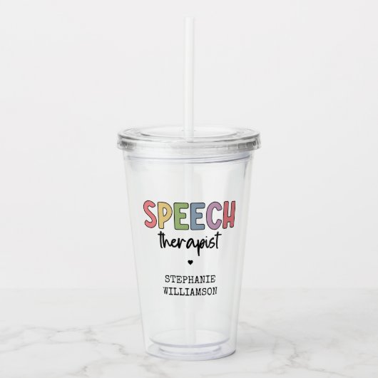 Custom SLP Speech Pathologist Speech Therapist Acryltrinkbecher (Vorderseite)