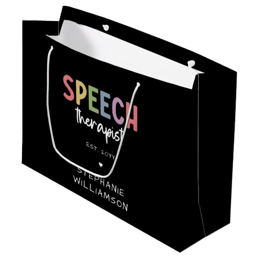 Custom SLP Speech Pathologist Speech Therapist Große Geschenktüte (Vorderseite Schrägansicht)