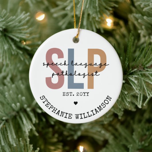 Custom SLP Speech Pathologist Speech Therapist Keramik Ornament (Baum)