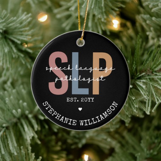 Custom SLP Speech Pathologist Speech Therapist Keramik Ornament (Baum)
