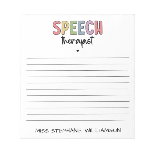 Custom SLP Speech Pathologist Speech Therapist Notizblock (Vorderseite)
