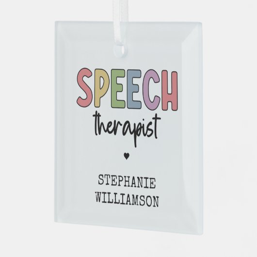 Custom SLP Speech Pathologist Speech Therapist Ornament Aus Glas (Vorderseite links)