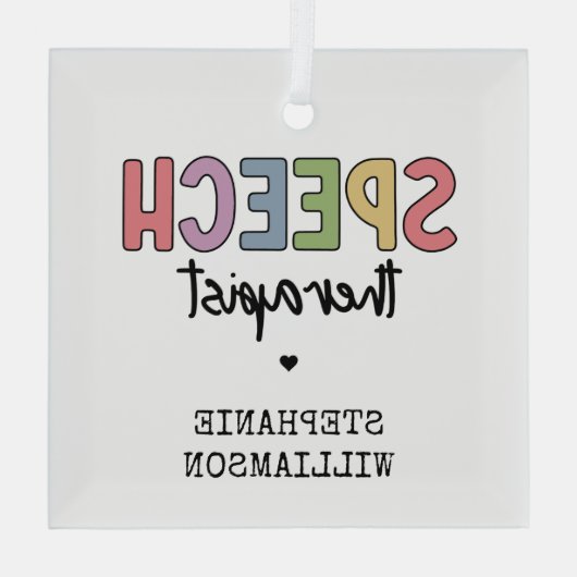 Custom SLP Speech Pathologist Speech Therapist Ornament Aus Glas (Rückseite)