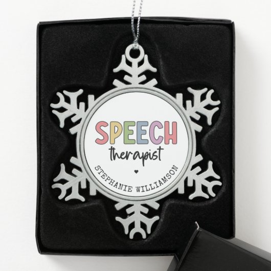 Custom SLP Speech Pathologist Speech Therapist Schneeflocken Zinn-Ornament (Box)