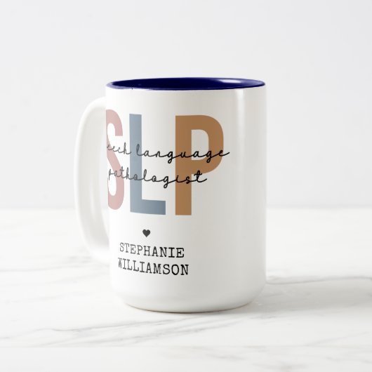 Custom SLP Speech Pathologist Speech Therapist Zweifarbige Tasse (Vorderseite Links)