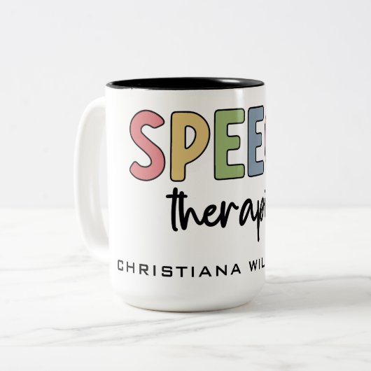 Custom SLP Speech Pathologist Speech Therapist Zweifarbige Tasse (Vorderseite Links)