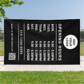 Custom Small Business Opening Hours logo & qr code Banner (Außenbereich)