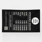 Custom Small Business Opening Hours logo & qr code Banner (Horizontal)