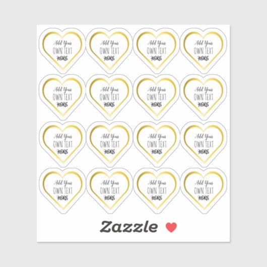 Custom Small Clear Gold Heart Stickers Aufkleber (Blatt)