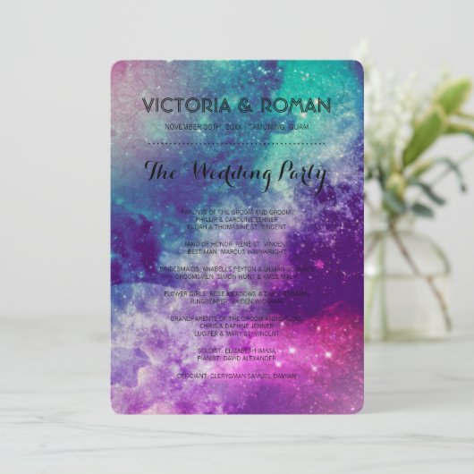 Custom Smokey Galaxy Hochzeitsprogramme Programm (Stehend Vorderseite)