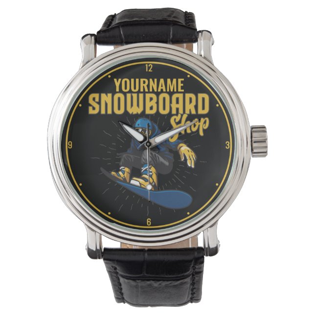 Custom Snow Boarder Snowboard Shop Big Air Armbanduhr (Vorderseite)