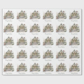 Custom Snow Winter Farm Watercolor Weihnachten Grü Geschenkpapier (Flach)