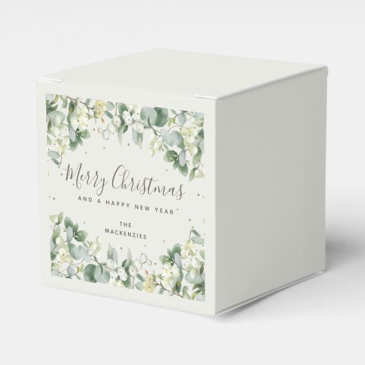 Custom Snowberry + Eukalyptus Christmas Favor Box Geschenkschachtel (Vorderseite)