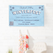 Custom Snowflake Blue QR Code Winterfestival Banner (Insitu)