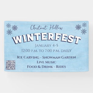 Custom Snowflake Blue QR Code Winterfestival Banner