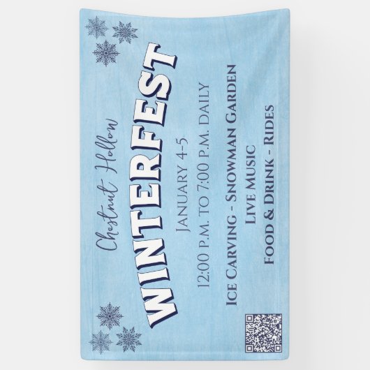 Custom Snowflake Blue QR Code Winterfestival Banner (Vertikal)