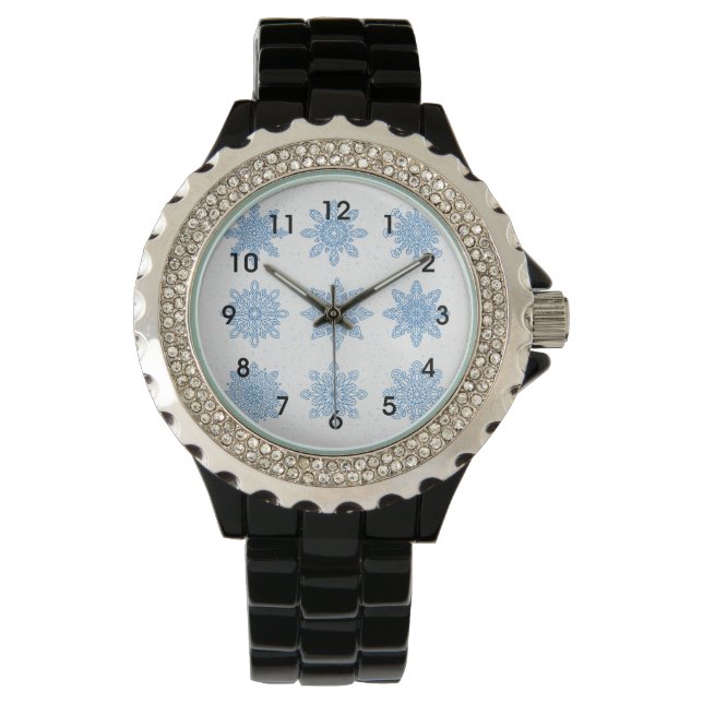 Custom Snowflake Design Kristall Watch Armbanduhr (Vorderseite)