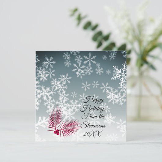 Custom Snowflake Weihnachts-Flat Card (Stehend Vorderseite)