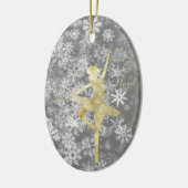 Custom Snowflakes Gold Fossil Gran Ballerina Tanz Keramik Ornament (Links)