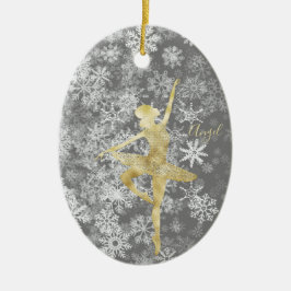 Custom Snowflakes Gold Fossil Gran Ballerina Tanz Keramik Ornament