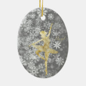 Custom Snowflakes Gold Fossil Gran Ballerina Tanz Keramik Ornament (Hinten)