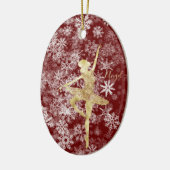 Custom Snowflakes Gold Fox Ballerina Tanz Keramik Ornament (Links)