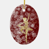 Custom Snowflakes Gold Fox Ballerina Tanz Keramik Ornament (Vorne)