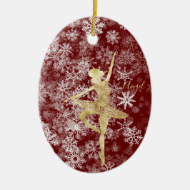 Custom Snowflakes Gold Fox Ballerina Tanz Keramik Ornament