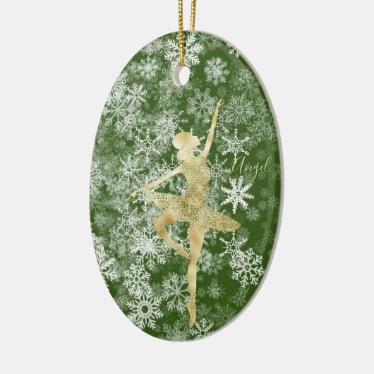 Custom Snowflakes Gold Fox Green Ballerina Tanz Keramik Ornament (Links)