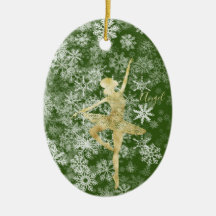 Custom Snowflakes Gold Fox Green Ballerina Tanz