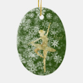 Custom Snowflakes Gold Fox Green Ballerina Tanz Keramik Ornament (Hinten)