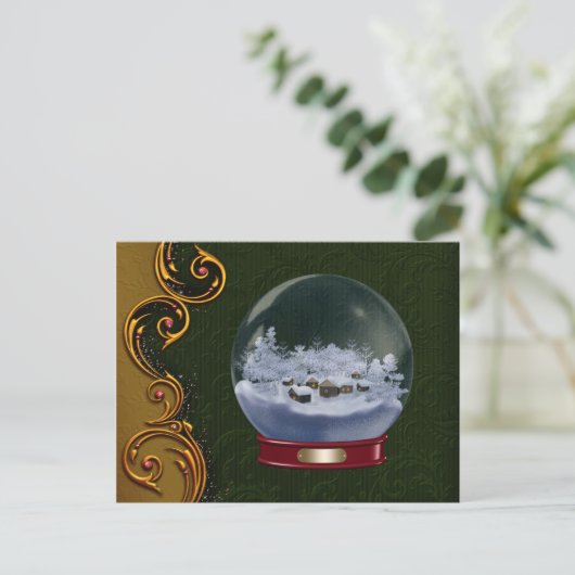 Custom Snowglobe Weihnachten Postcard (Stehend Vorderseite)
