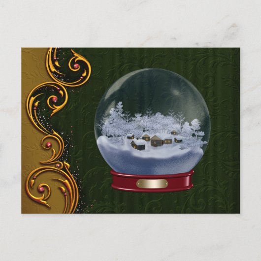 Custom Snowglobe Weihnachten Postcard (Vorderseite)