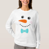 Custom Snowman Aquamarin Blue Bowtie T-Shirt (Vorderseite)