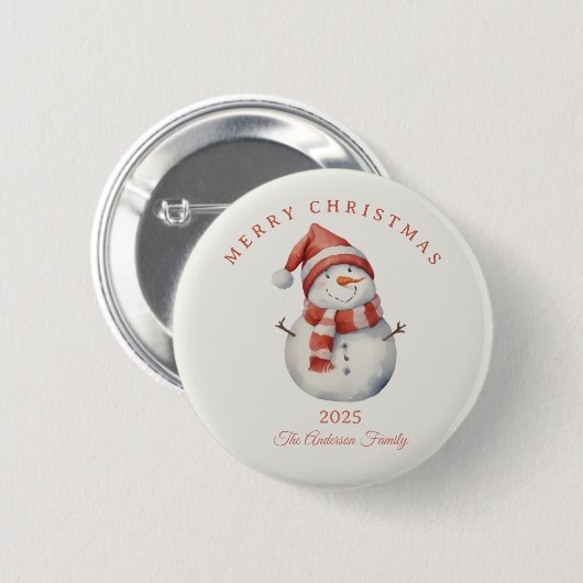 Custom Snowman Aquarell Weihnachtsgeschenk Button (Vorne & Hinten)