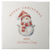 Custom Snowman Aquarell Weihnachtsgeschenk Fliese (Vorderseite)