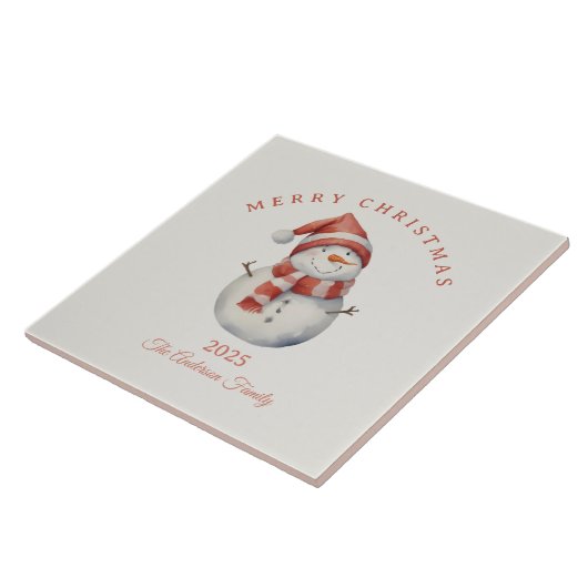 Custom Snowman Aquarell Weihnachtsgeschenk Fliese (Seite)